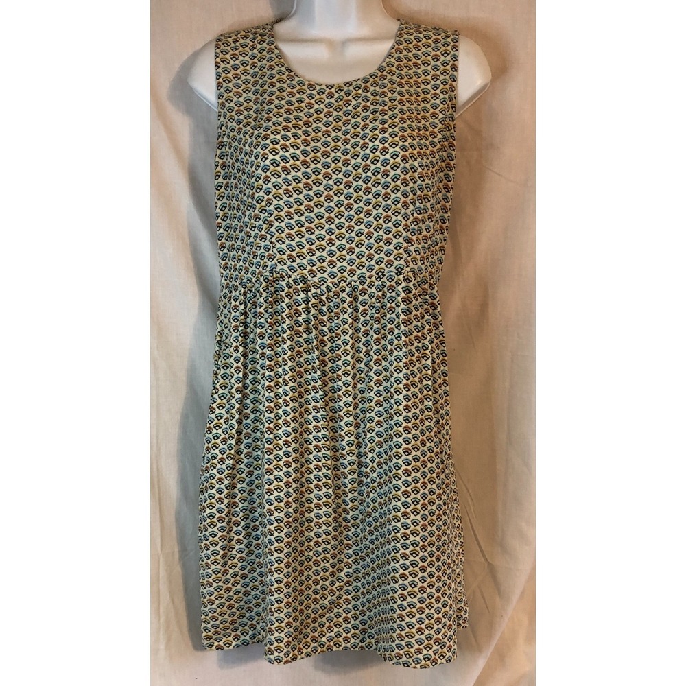 Tulle Geometric‎ Floral V-Neck Empire Waist Dress Size S Above Knee Sleeveless